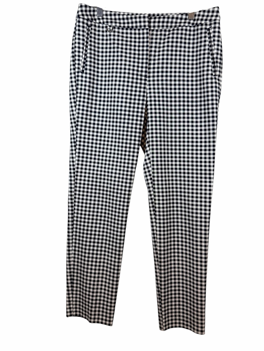 Adrianna Papell Black and White Gingham Ankle Trousers Size 10 Women